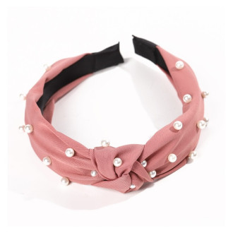 Čelenka s perlami - tmavo ružová