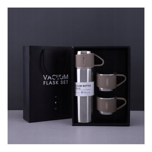 Darčeková sada termosky s 3 hrnčekmi, 500 ml - béžová