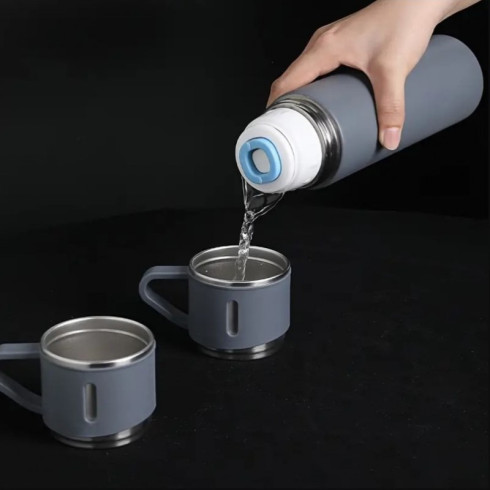 Darčeková sada termosky s 3 hrnčekmi, 500 ml - béžová