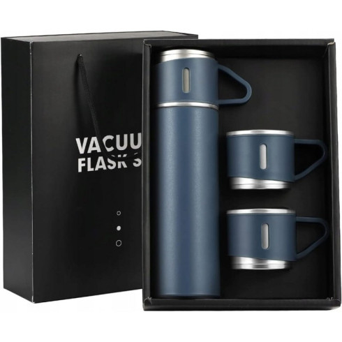 Darčeková sada termosky s 3 hrnčekmi, 500 ml - námornícka modrá