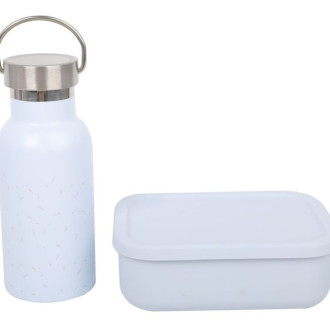 Desiatový set pre deti (fľaša+box) - modrý