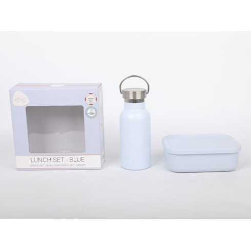 Desiatový set pre deti (fľaša+box) - modrý