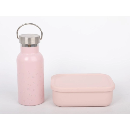 Desiatový set pre deti (fľaša+box) - ružový