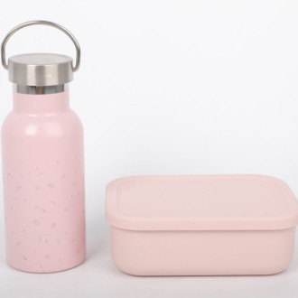 Desiatový set pre deti (fľaša+box) - ružový