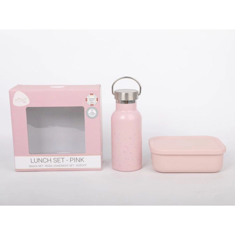 Desiatový set pre deti (fľaša+box) - ružový