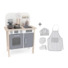 Detská drevená kuchynka Classic s príslušenstvom a textilný set