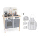 Detská drevená kuchynka Classic s príslušenstvom a textilný set