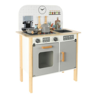 Detská drevená kuchynka Classic s príslušenstvom a textilný set
