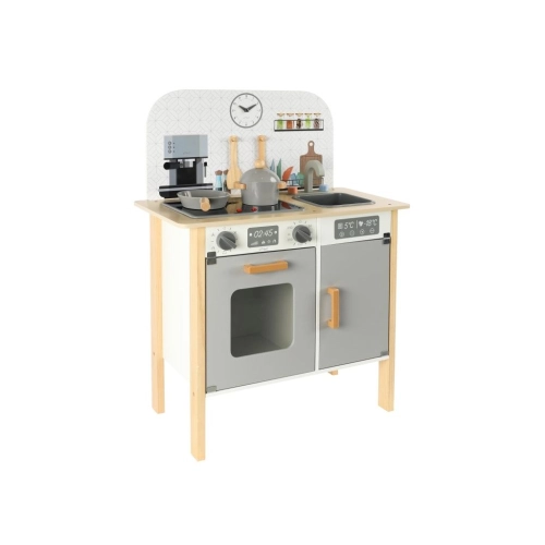 Detská drevená kuchynka Classic s príslušenstvom a textilný set