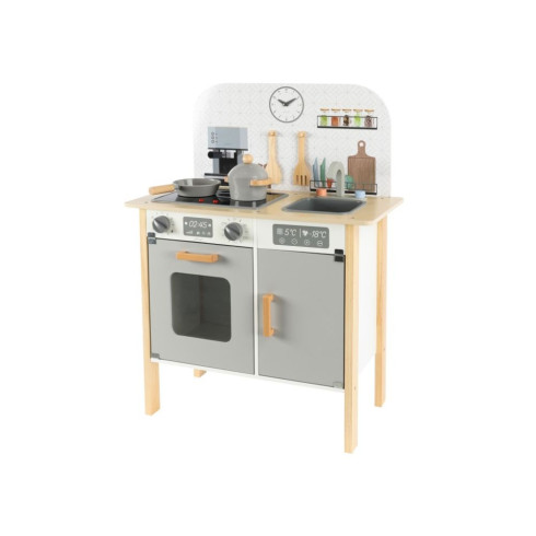 Detská drevená kuchynka Classic s príslušenstvom a textilný set
