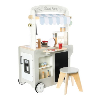 Dětský dřevěný obchod na hraní - pojízdný s příslušenstvím