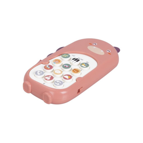 Dětský telefon dinosaurus - růžový