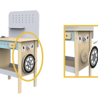 Dřevěná dětská dílna s kompresorem