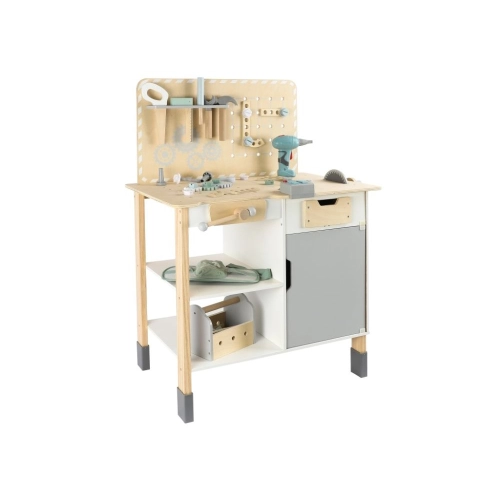 Drevená detská dieľňa s príslušenstvom a opaskom s náradím