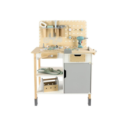 Dřevěná dětská dílna s příslušenstvím a opaskem s nářadím