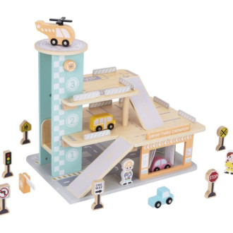 Dřevěná garáž na autíčka s myčkou