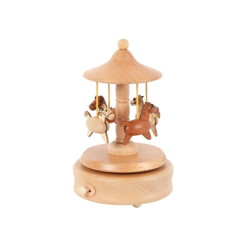 Drevená hracia skrinka - kolotoč s koníkmi