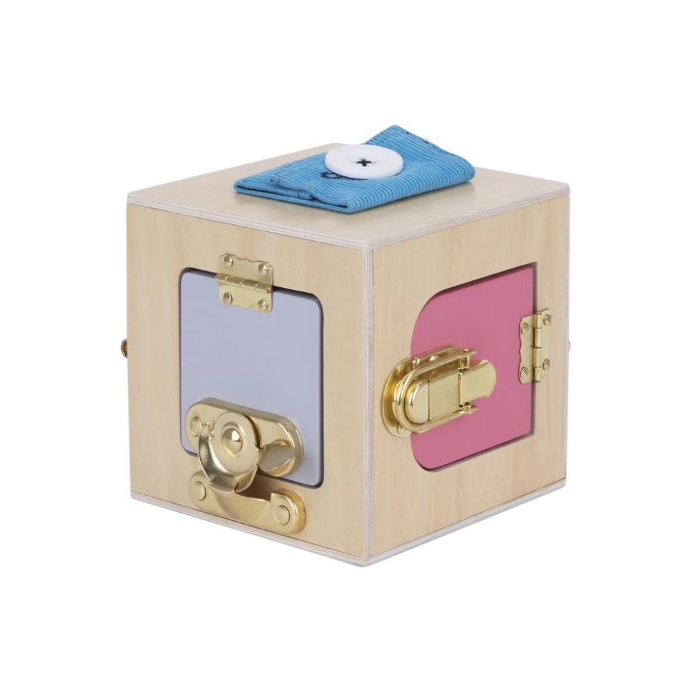 Drevená Montessori kocka so zámkami