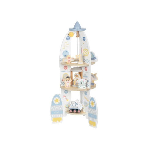 Drevená raketa s výťahom a doplnkami