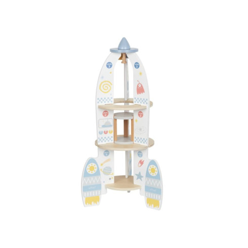 Drevená raketa s výťahom a doplnkami