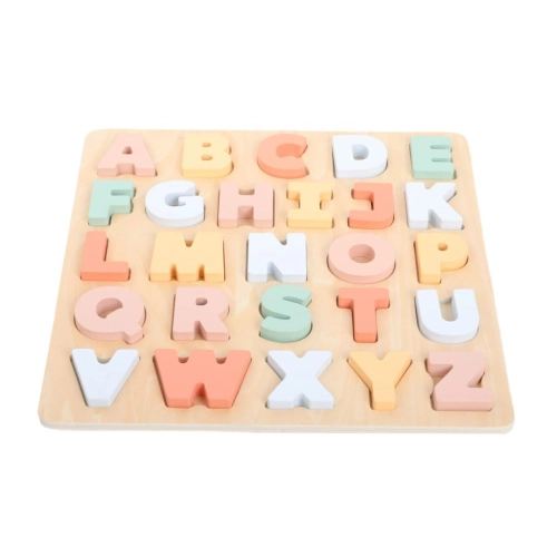 Drevená vkladacia abeceda - pastelová