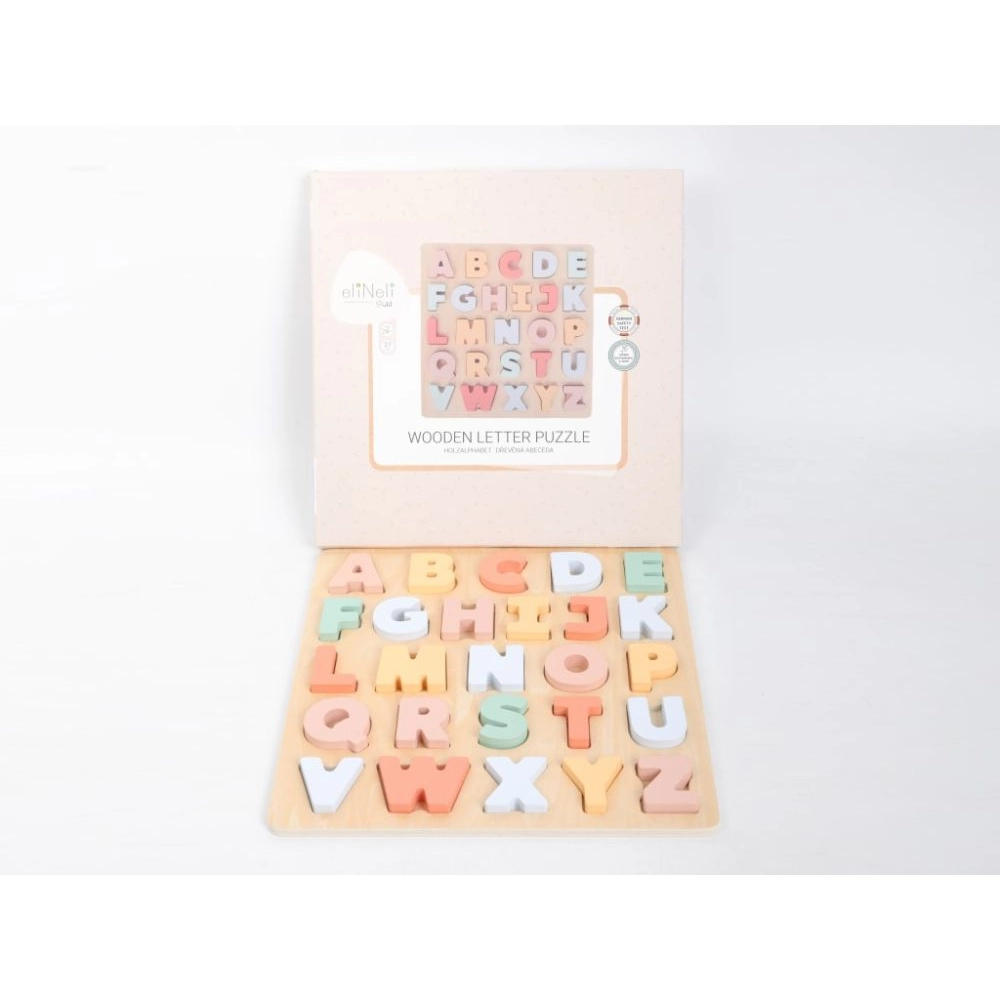 Drevená vkladacia abeceda - pastelová