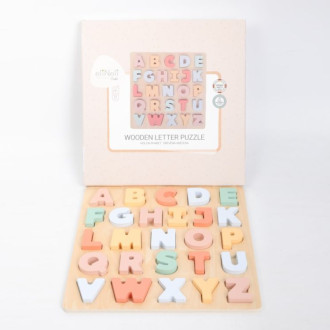 Drevená vkladacia abeceda - pastelová