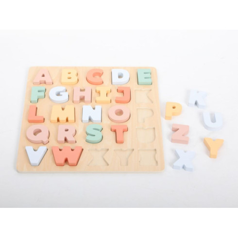 Dřevěná vkládací abeceda - pastelová