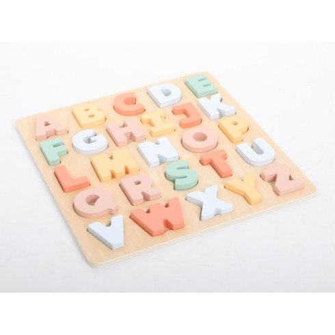 Dřevěná vkládací abeceda - pastelová