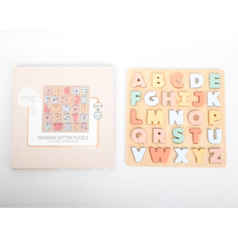 Dřevěná vkládací abeceda - pastelová