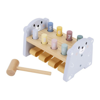 Drevená zatĺkačka medvedík s číslami