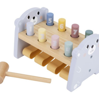 Drevená zatĺkačka medvedík s číslami