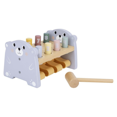 Dřevěná zatloukačka medvídek s čísly