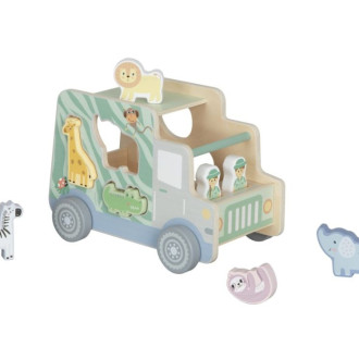 Dřevěné autíčko se zvířátky 2v1 - vkládačka + Jeep