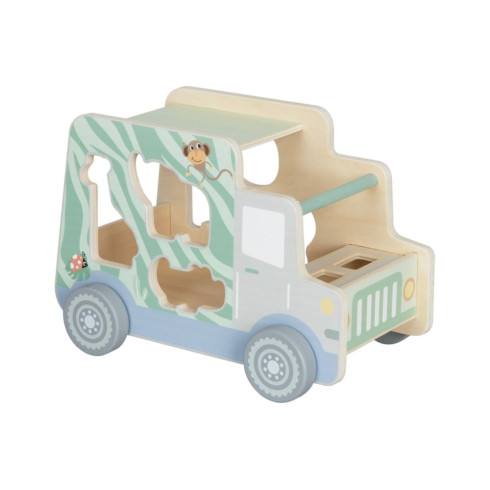 Dřevěné autíčko se zvířátky 2v1 - vkládačka + Jeep