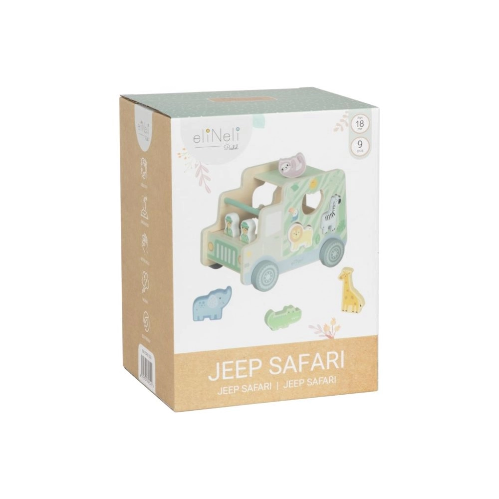 Drevené autíčko so zvieratkami 2v1 - vkladačka + Jeep