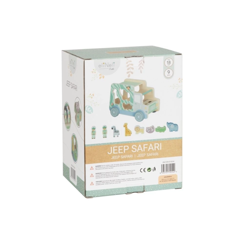 Drevené autíčko so zvieratkami 2v1 - vkladačka + Jeep