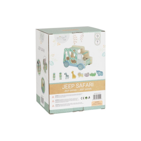 Dřevěné autíčko se zvířátky 2v1 - vkládačka + Jeep