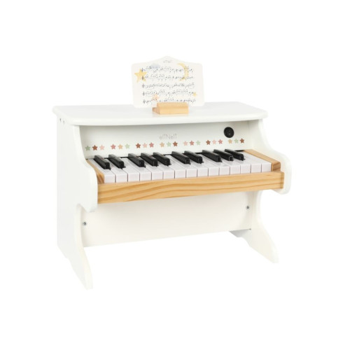 Dřevěné dětské elektrické piano - bílé
