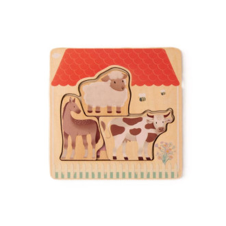 Drevené Montessori puzzle Farma