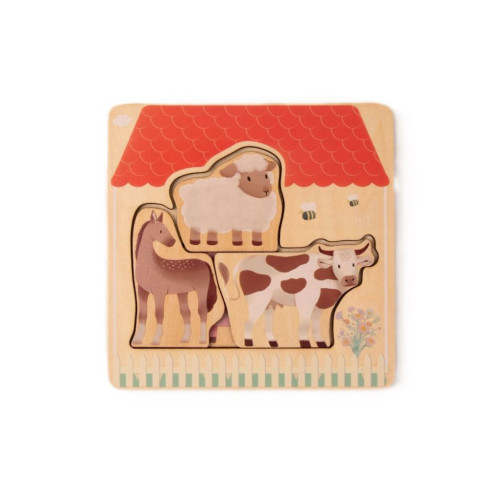 Dřevěné Montessori puzzle Farma