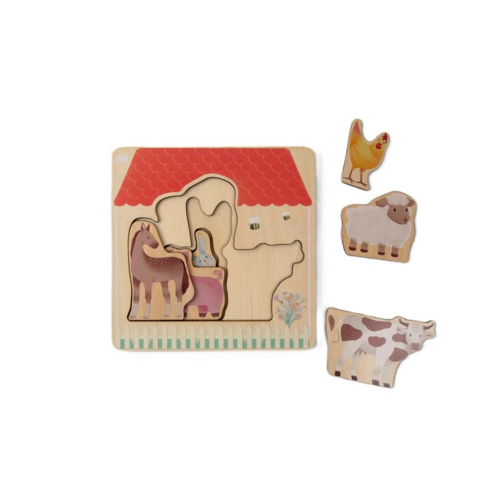 Drevené Montessori puzzle Farma