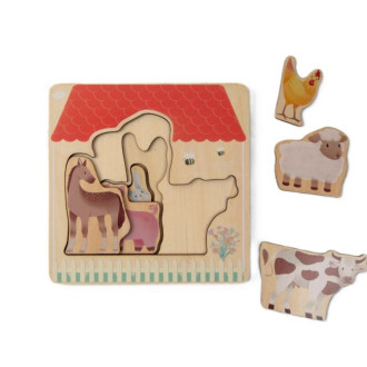 Dřevěné Montessori puzzle Farma