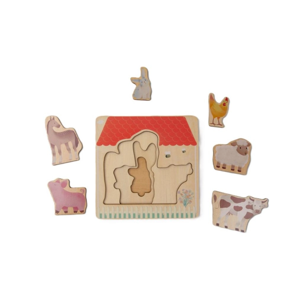 Drevené Montessori puzzle Farma