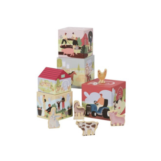 Dřevěné skládací kostky pro děti Farma