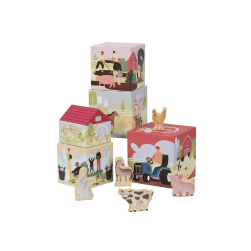 Dřevěné skládací kostky pro děti Farma