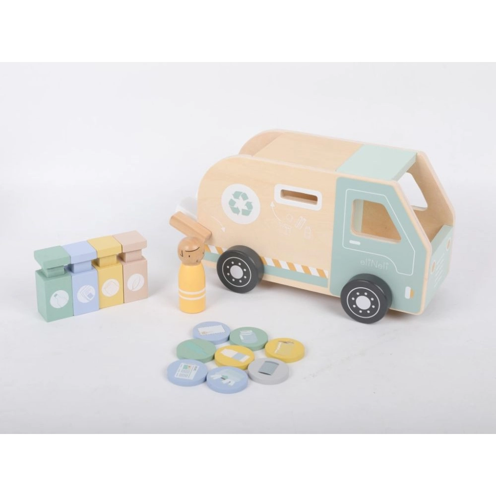 Drevené smetiarske auto pre deti