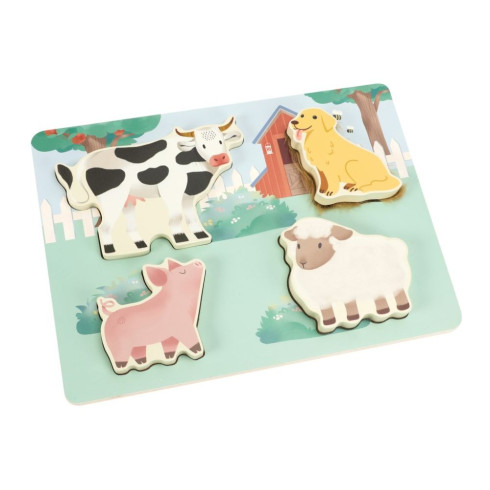 Dřevěné vkládací puzzle Farma