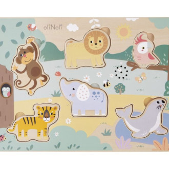 Drevené vkladacie puzzle so zvukmi - zvieratká v ZOO