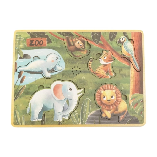 Drevené vkladacie puzzle so zvukmi - zvieratká zo ZOO